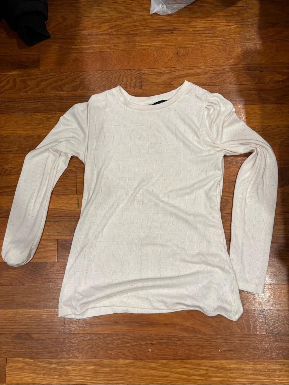 Well Worn White Long Sleeve Crewneck Top